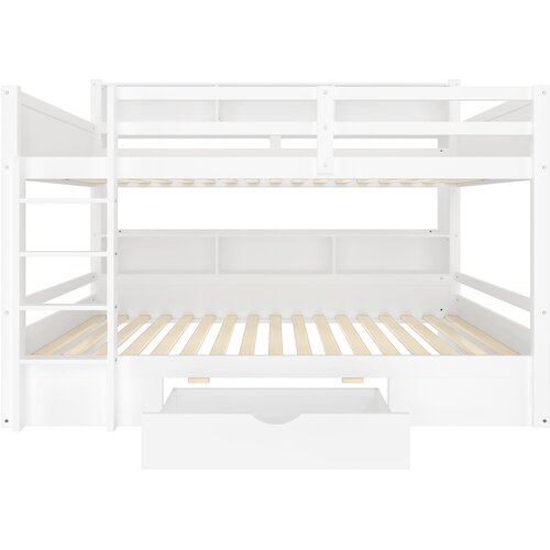 Lumor Postelja na dveh nadstropjih za otroke 2x90x200 cm - z enim predalom in predali - bela, (22156135) Slike