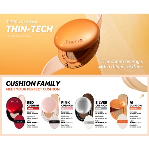 TIRTIR Mask Fit AI Fliter Cushion dolgoobstojni tekoči puder v gobici z mat učinkom odtenek 17N Vanilla 18 g Slike