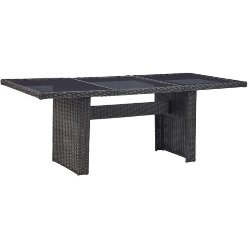 VidaXL Vrtni blagovaonski stol crni 200x100x74 cm staklo i poliratan Slike