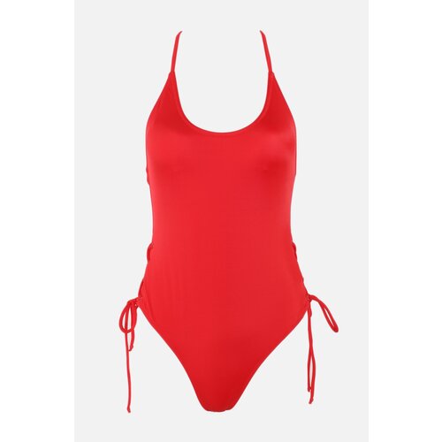 Trendyol Red Eyelet Tie Detailed Swimsuit Slike