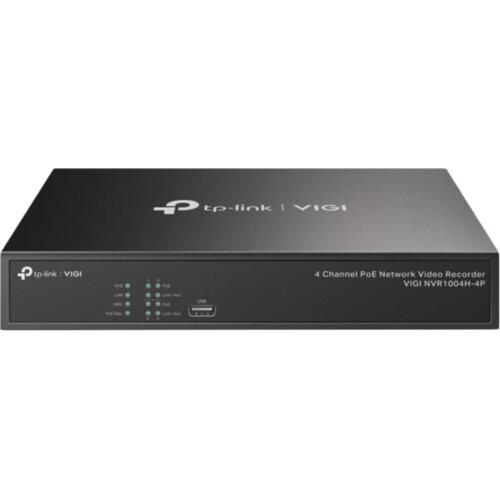 Tp-link VIGI NVR1004H 4 Channel Network Video Recorder, H.265+/H.265/H.264+/H.264, Up to 8MP resolution, 80 Mbps Incoming Bandwidth(up to 4 channels), 1&times; SATA Interface(up to 10 TB), VGA, 2xUSB, 1xHDMI, 1&times;10/100 RJ-45, Smart Detection Cijene