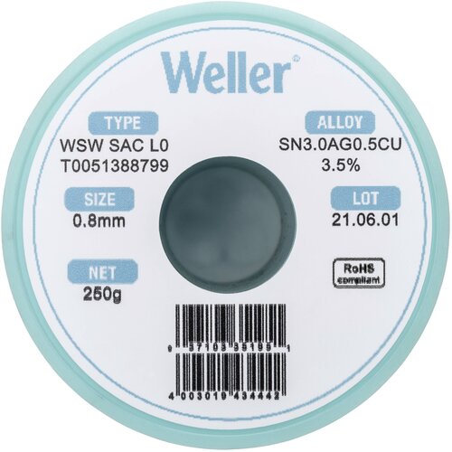 Weller WSW SAC L0 spajkalna žica\, neosvinčena tuljava Sn3\,0Ag0\,5Cu 250 g 0.8 mm, (20428463) Cene
