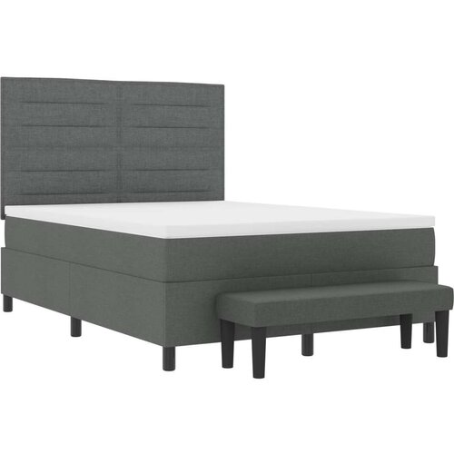 Box Spring Krevet s Madracem &amp;amp;amp Klupom Tamno Sivi 140x200 cm Tkanina Slike