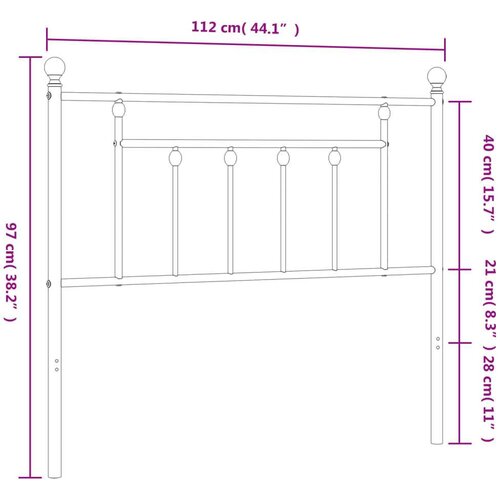  Metalno uzglavlje crno 107 cm Slike