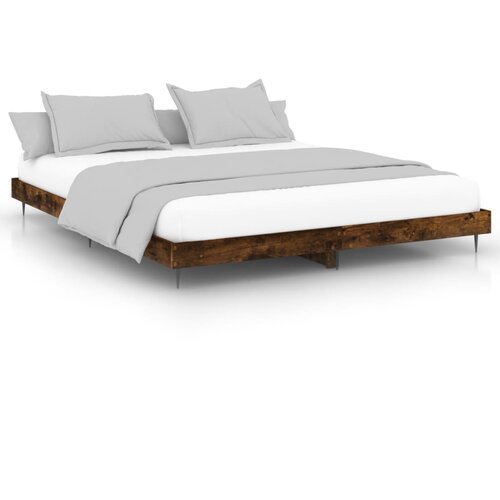 VidaXL Posteljni okvir dimljeni hrast 150x200 cm inženirski les, (20738798) Slike