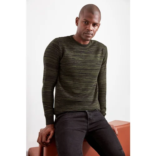 Trendyol Khaki Slim Crew Neck Gradient Knitwear Sweater