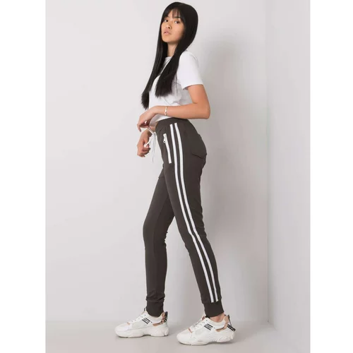 Fashion Hunters Dark khaki sweatpants with stripes