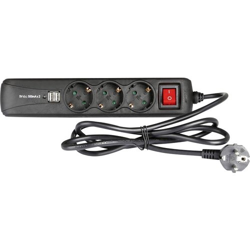 Adam Hall Razdelilna letev s stikalom 3delna črna zaščitni kontakt 8747S3USB, (20457272) Cene