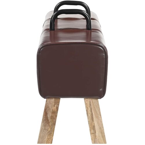  Klupa Tamno smeđa 110 x 30 x 45 cm Prava koža Slike