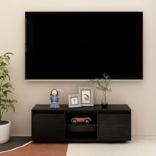 TV ormarić crni 110 x 30 x 40 cm od masivne borovine