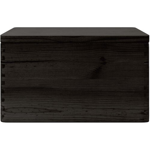  Drvena kutija s poklopcem crna 40x30x23 cm puno drvo bor Slike
