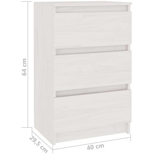 VidaXL noćni ormarić bijeli 40 x 29,5 x 64 cm od masivne borovine Slike