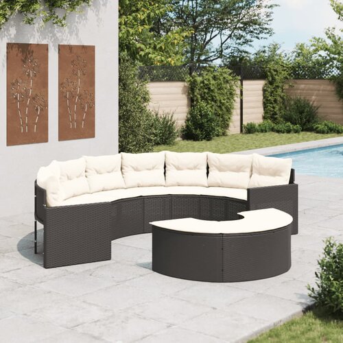 VidaXL 2-dijelni set vrtnih sofa crni polukružni od poliratana Slike