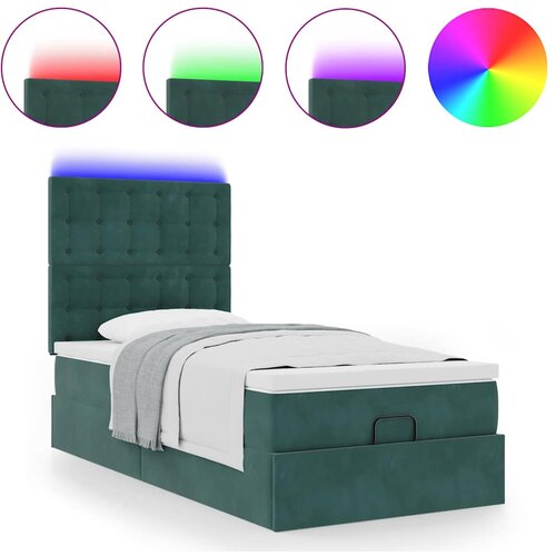 VidaXL Otomanski posteljni okvir z vzmetnicami zelen 100x200cm žamet, (21610646) Slike