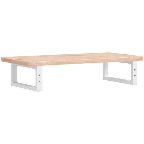  Zidna polica za umivaonik od čelika i masivne hrastovine Smeđa 80 x 40 x 2.5 cm Slike