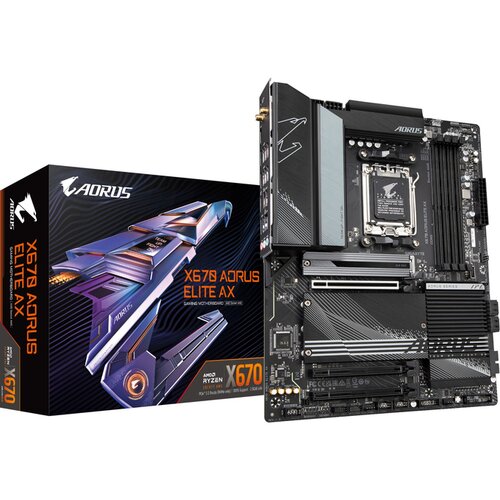 Gigabyte osnovna plo&amp;scaron;ča X670 AORUS ELITE AX, DDR5, SATA3, USB3.2Gen2x2, DP, WiFi, AM5 ATX Slike