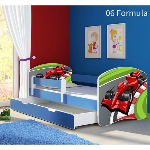  Otro&scaron;ka postelja ACMA z motivom, stranska modra + predal 140x70 cm 06 Formula 1 Cene