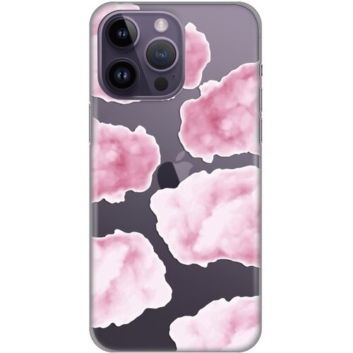 silikonska maska za iPhone 14 Pro Max 6.7 Pink Clouds Print Skin providna Slike