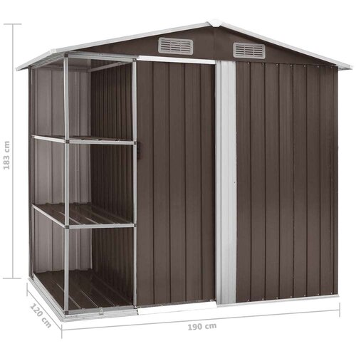 VidaXL Vrtna kućica sa stalkom smeđa 205 x 130 x 183 cm željezna Slike