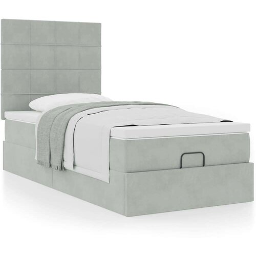 VidaXL okvir za krevet s madracima svjetlosivi 80x200 cm bar&amp;scaron;unasti Slike