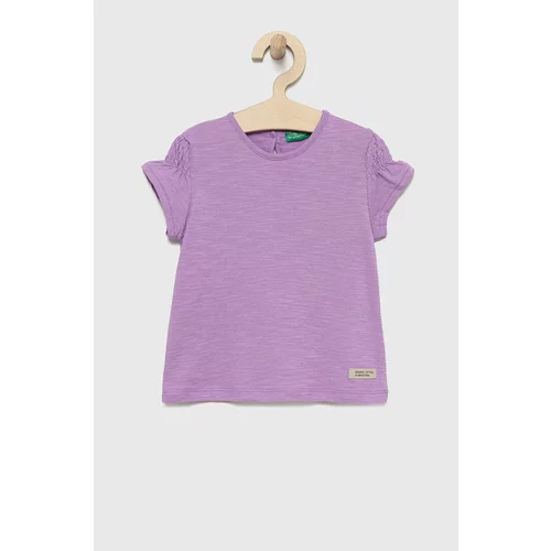 United Colors Of Benetton Otroški bombažen t-shirt vijolična barva