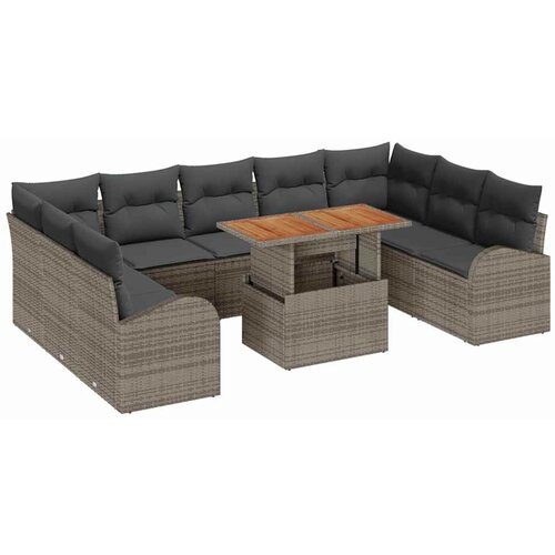 vidaXL Vrtna sedežna garnitura s shranjevanjem 10 pcs Siva Poly ratan, (5000143682) Cene