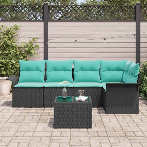  Sjedeća garnitura za vrt 6 kom. Crna poliratan 242,5 x 132,5 x 69 cm Slike