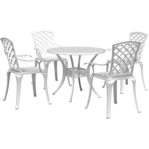  5-dijelni vrtni blagovaonski set bijeli lijevani aluminij Cene