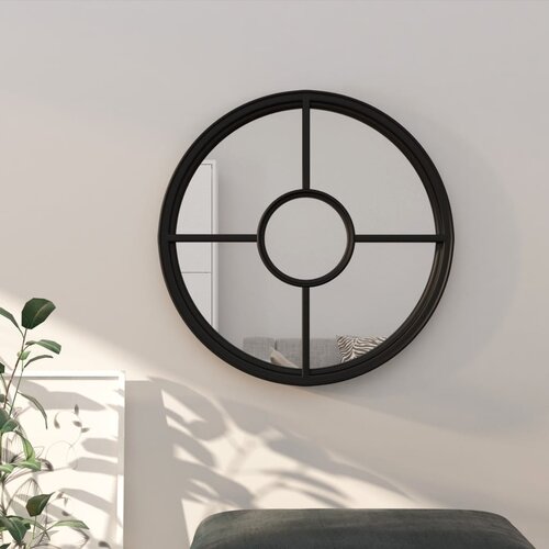 vidaXL Ogledalo crno 60 x 4 cm željezno okruglo za unutarnju upotrebu Cijene