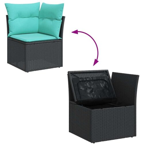  Vrtna garnitura - 13-dijelni set vrtnih sofa s jastucima poliratan crni - Crna 1 Slike