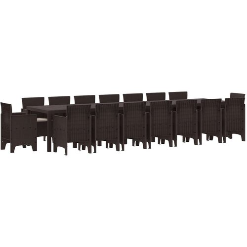  17 dijelni vrtni set za objedovanje s jastučićima smeđi poli ratan Vrtni stol smeđi 250x100x73 cm poli ratan Vrtni stol smeđi Slike
