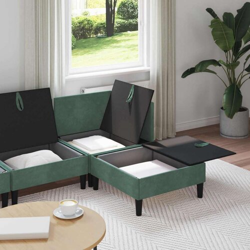  Set namje&amp;scaron;taja za dnevni boravak 4 pcs Morska zelena Bar&amp;scaron;un - zelena boja mora 2x kutna + 1x srednja + 1x stolić Slike