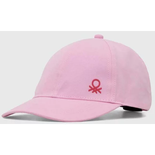 United Colors Of Benetton Otroška bombažna bejzbolska kapa roza barva