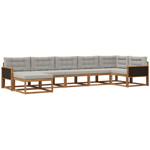 vidaXL Zunanja garnitura za sedenje 7 pcs Naravna in svetlo siva, (5000282625) Cene