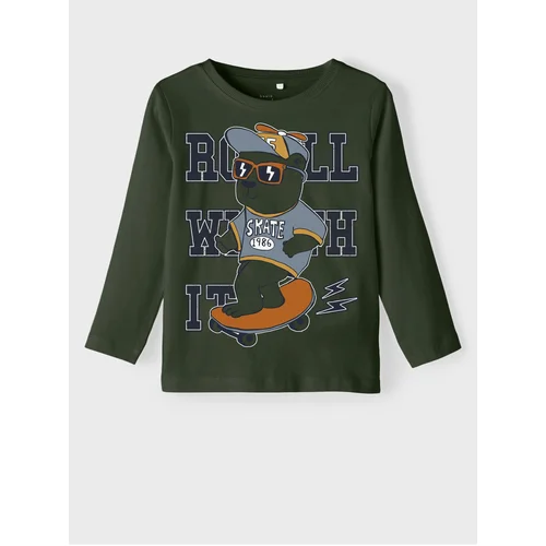 name it Dark green boys long sleeve t-shirt Vux - Boys