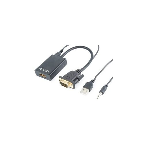 VIDEO adapter 0.15 m, black, VGA to HDMI, GEMBIRD A-VGA-HDMI-01 Slike