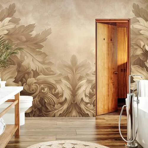  Foto tapeta - Carved Baroque Ornaments: Rich Composition in Sepia Colors 300x210 Vodootporna Slike