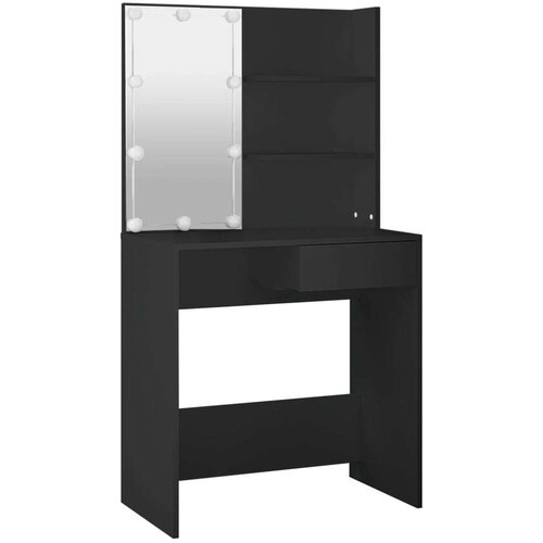 Toaletni stolić s LED svjetlima crni 74 5 x 40 x 141 cm Slike