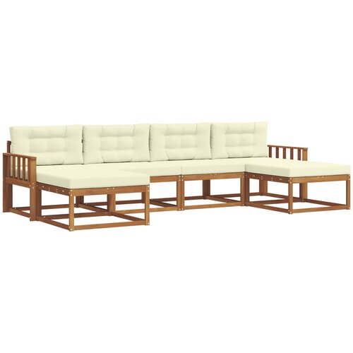  Set vanjskih sofa 6 kom. Prirodna i krem Smeđa 329 x 162,5 x 73 cm Slike