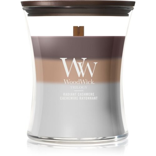 WoodWick Trilogy Radiant Cashmere di&scaron;eča sveča z lesenim stenjem 275 g Cene