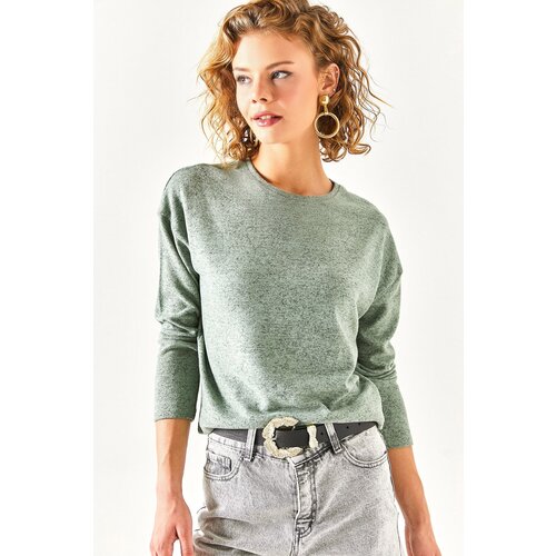 Olalook Women&amp;#039;s Green Crewneck Bat Soft-textured Blouse Slike
