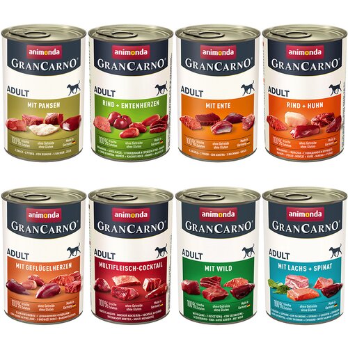Animonda GranCarno Adult 48 x 400 g mješovito pakiranje – Mješovito pakiranje (osam vrsta) Cijene