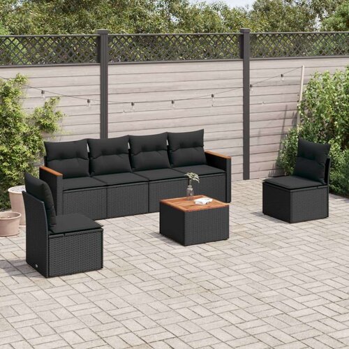  7-dijelni set vrtnih sofa od poliratana s jastucima crni Cijene