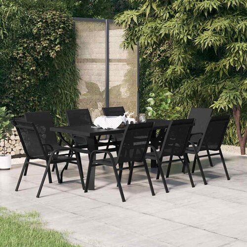  9-dijelni vrtni blagovaonski set crni Crna Dužina stola 180 cm Cijene