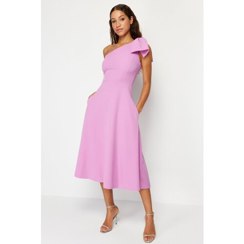 Trendyol Pink Bow Detailed Wedding/Wedding Elegant Evening Dress Cene
