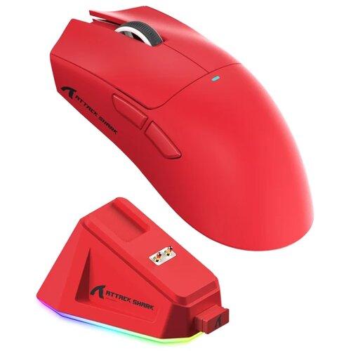 Attack Shark bežični gaming mi&amp;scaron; X11 PAW3311/22000 dpi/trimode/red + charging dock Slike