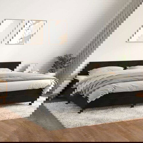  Box spring postelja z vzmetnico črna 200x200 cm žamet, (20896425) Cene