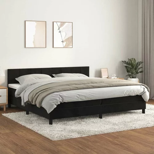  Box spring postelja z vzmetnico črna 200x200 cm žamet, (20896425)