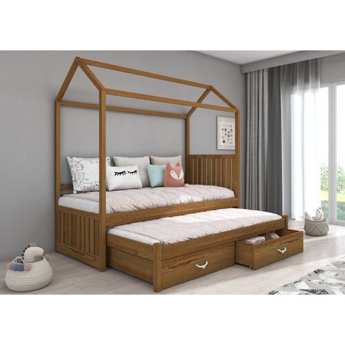 ADRK Djeji krevet kuica JONASZEK s madracima 97 cm - HRAST Slike