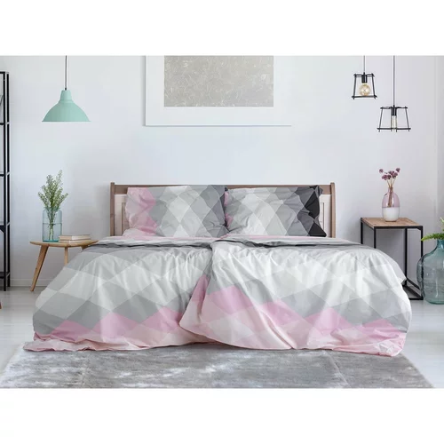 B.E.S. Rožnata/siva enojna posteljnina iz krepa 140x200 cm Top Class –